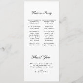 Moderne Kalligrafie Zwart & Wit Bruiloft Programmakaart (Achterkant)