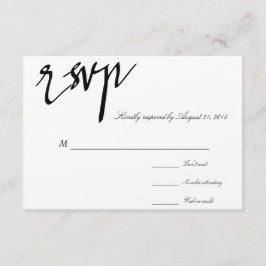 Moderne kalligrafie zwart-wit bruiloft RSVP Kaartje