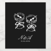 Moderne kalligrafie zwart wit bruiloft wijn etiket (Enkel label)