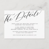 Moderne kalligrafie zwart-wit huwelijksdetails informatiekaartje (Voorkant)