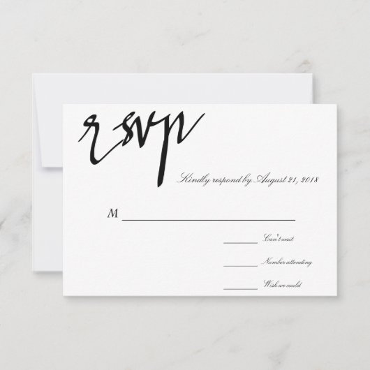 Moderne kalligrafie zwart-wit RSVP (Voorkant)