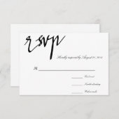 Moderne kalligrafie zwart-wit RSVP (Voorkant / Achterkant)