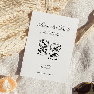 Moderne kalligrafie zwart-wit Save the Date Kaart