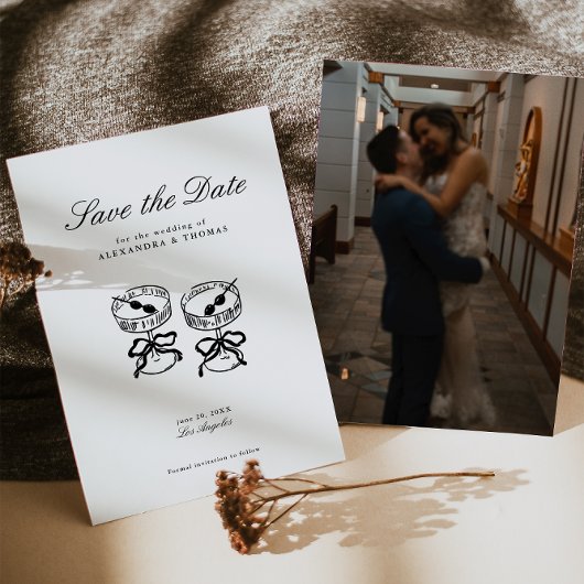 Moderne kalligrafie zwart-wit Save the Date Kaart