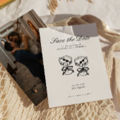 Moderne kalligrafie zwart-wit Save the Date Kaart