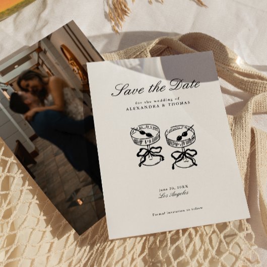 Moderne kalligrafie zwart-wit Save the Date Kaart