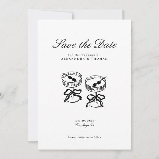 Moderne kalligrafie zwart-wit Save the Date Kaart (Voorkant)