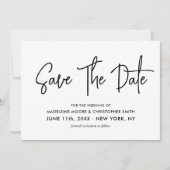 Moderne kalligrafie Zwart-wit Scan QR-code Save The Date (Voorkant)