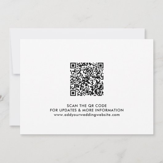 Moderne kalligrafie Zwart-wit Scan QR-code Save The Date (Achterkant)