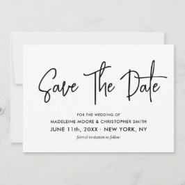 Moderne kalligrafie Zwart-wit Scan QR-code Save The Date