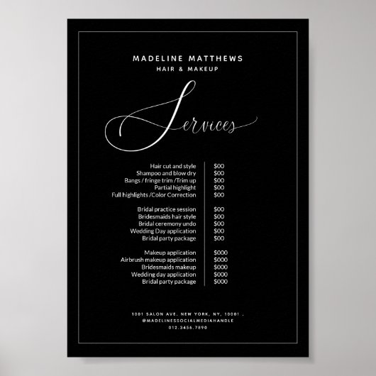 Moderne kalligrafie zwarte witte zalonlijst poster (Voorkant)