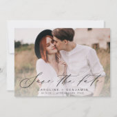 Moderne kalligrafiefotoperatie, behalve de datum save the date (Voorkant)