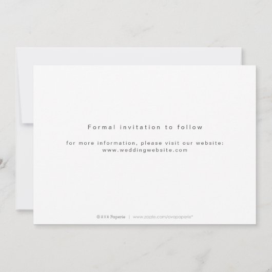 Moderne kalligrafiefotoperatie, behalve de datum save the date (Achterkant)