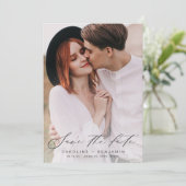 Moderne kalligrafiefotoperatie, behalve de datum save the date (Staand voorkant)