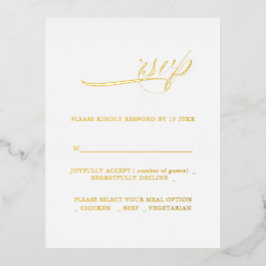 Moderne kalligrafieminimaliserende RSVP Folie Uitnodiging Briefkaart