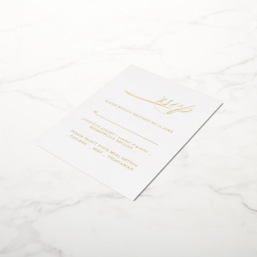 Moderne kalligrafieminimaliserende RSVP Folie Uitnodiging Briefkaart (Gedraaid)