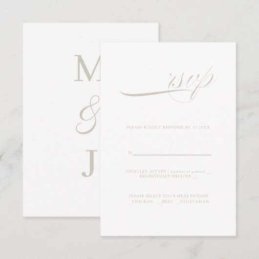 Moderne kalligrafieminimalisme RSVP (Voorkant / Achterkant)