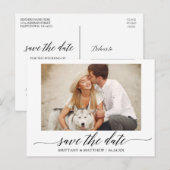 Moderne kalligrafieminimalist bespaart de datum fo briefkaart (Voorkant / Achterkant)