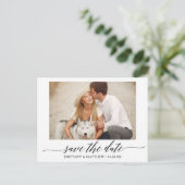 Moderne kalligrafieminimalist bespaart de datum fo briefkaart (Staand voorkant)