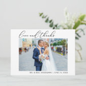 Moderne kalligrafieminimalistische liefdesbruiloft bedankkaart (Staand voorkant)