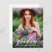 Moderne kalligrafiescript Afstuderen Foto Briefkaart (Voorkant / Achterkant)