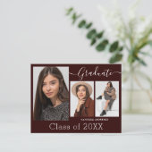 Moderne kalligrafiescript Brgdy 3 Foto Afstuderen Briefkaart (Staand voorkant)