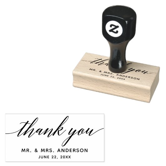 Moderne kalligrafiescript Dank u Weddenschap Rubberstempel (Gestempeld)