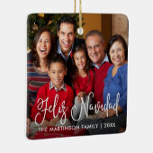 Moderne kalligrafiescript Feliz Navidad Foto Keramisch Ornament (Rechts)