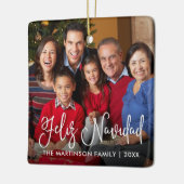 Moderne kalligrafiescript Feliz Navidad Foto Keramisch Ornament (Links)