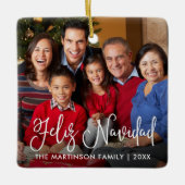 Moderne kalligrafiescript Feliz Navidad Foto Keramisch Ornament (Voorkant)