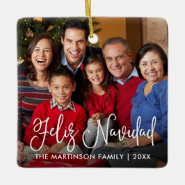 Moderne kalligrafiescript Feliz Navidad Foto Keramisch Ornament