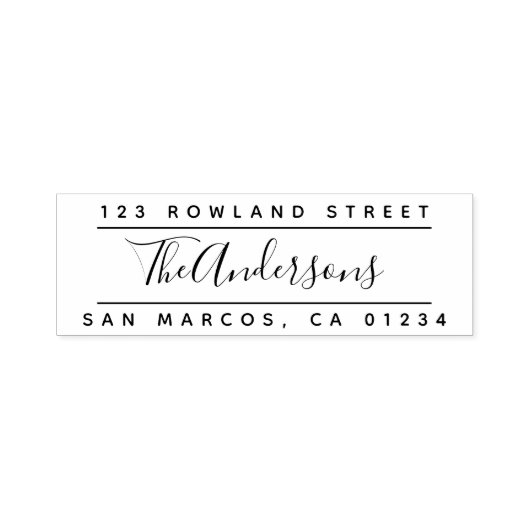 Moderne kalligrafiescript Gespleten het Adres van  Zelfinktende Stempel (Design)