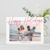 Moderne kalligrafiescript Happy Holiday-fotokaart Feestdagenkaart (Staand voorkant)