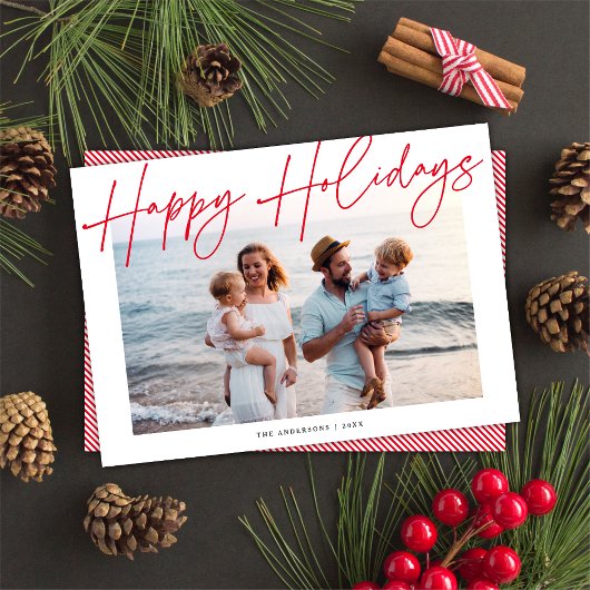Moderne kalligrafiescript Happy Holiday-fotokaart Feestdagenkaart