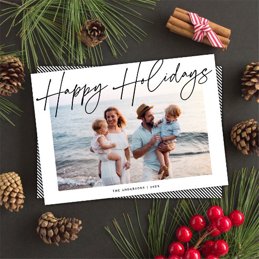 Moderne kalligrafiescript Happy Holiday-fotokaart Feestdagenkaart