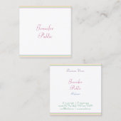Moderne kalligrafiescript kleurrijke striped Trend Vierkante Visitekaartje (Voorkant / Achterkant)