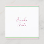 Moderne kalligrafiescript kleurrijke striped Trend Vierkante Visitekaartje (Voorkant)