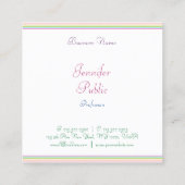 Moderne kalligrafiescript kleurrijke striped Trend Vierkante Visitekaartje (Achterkant)