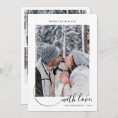 Moderne kalligrafiescript met 3 Kerstmet foto's Feestdagenkaart (Voorkant / Achterkant)