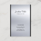 Moderne kalligrafiescript Silver Fashionable Luxe Visitekaartje (Voorkant)