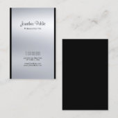 Moderne kalligrafiescript Silver Fashionable Luxe Visitekaartje (Voorkant / Achterkant)