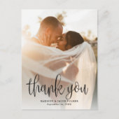 Moderne kalligrafiescript Weduwfoto Hartelijk dank Briefkaart (Voorkant)