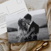 Moderne kalligrafiescript Weduwfoto Hartelijk dank Briefkaart