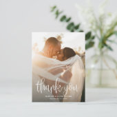 Moderne kalligrafiescript Weduwfoto Hartelijk dank Briefkaart (Staand voorkant)