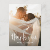 Moderne kalligrafiescript Weduwfoto Hartelijk dank Briefkaart (Voorkant)