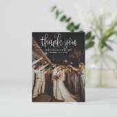 Moderne kalligrafiescript Weduwfoto Hartelijk dank Briefkaart (Staand voorkant)