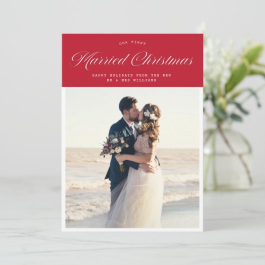 Moderne kalligrafiesvakantieaankondiging feestdagenkaart (Staand voorkant)