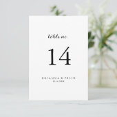 Moderne kalligrafietabel nummer kaart (Staand voorkant)