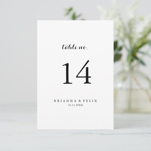 Moderne kalligrafietabel nummer kaart (Staand voorkant)