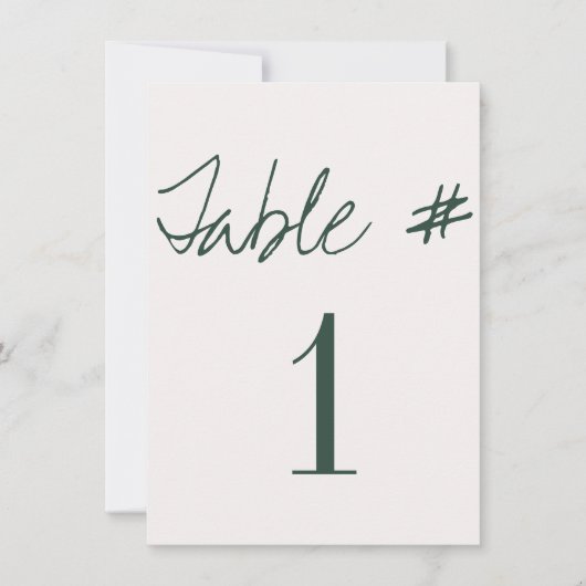 Moderne kalligrafietabelnummers kaart (Voorkant)